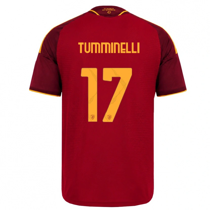 Danxen Dětské Gianmarco Tumminelli #17 Červená Zlatá Žlutá Domů Hráčské Dresy 2026/27 Dres