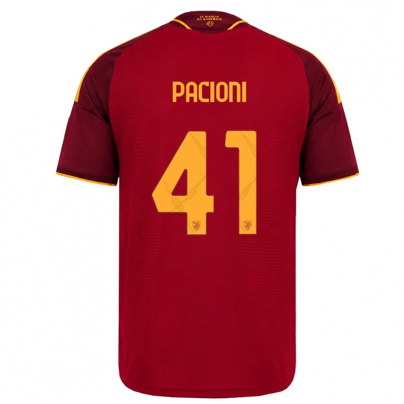 Danxen Dětské Eleonora Pacioni #41 Červená Zlatá Žlutá Domů Hráčské Dresy 2026/27 Dres