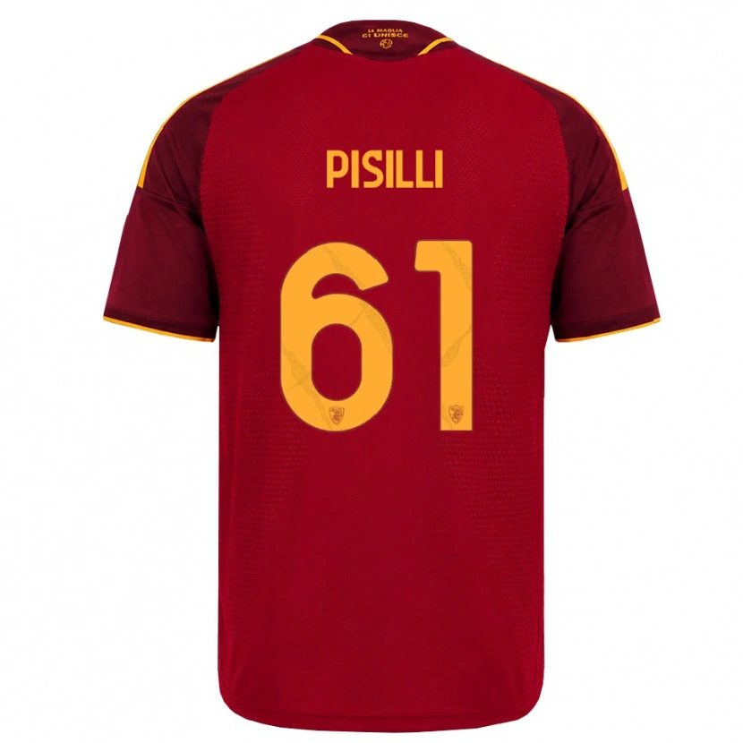 Danxen Dětské Niccolò Pisilli #61 Červená Zlatá Žlutá Domů Hráčské Dresy 2026/27 Dres