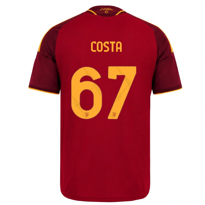 Danxen Dětské João Costa #67 Červená Zlatá Žlutá Domů Hráčské Dresy 2026/27 Dres