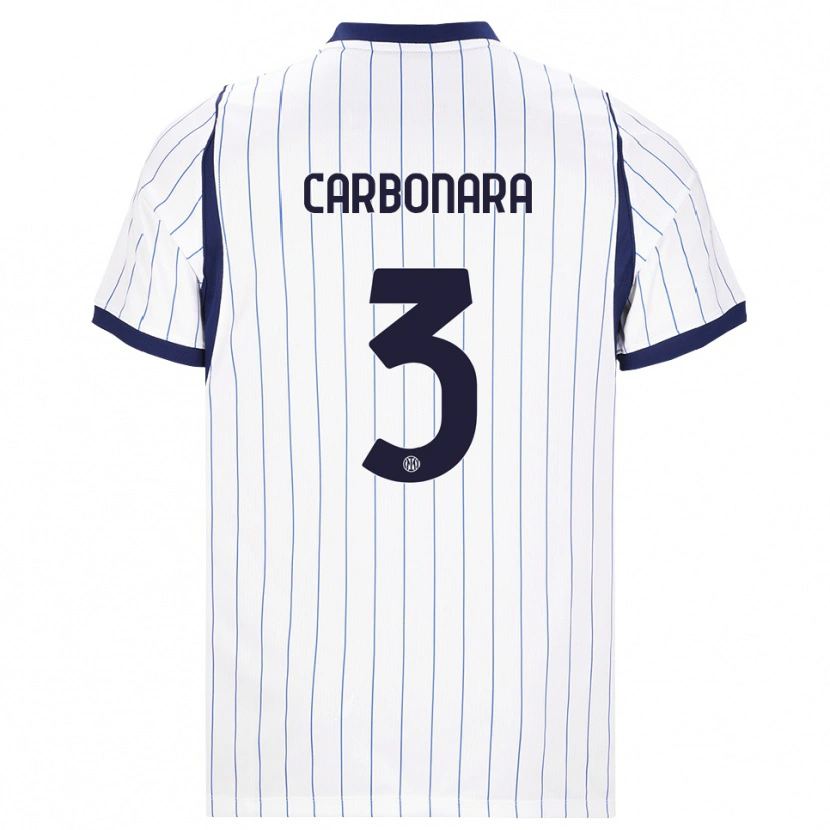 Danxen Dětské Matteo Carbonara #3 Bílá Tmavě Modrá Daleko Hráčské Dresy 2026/27 Dres