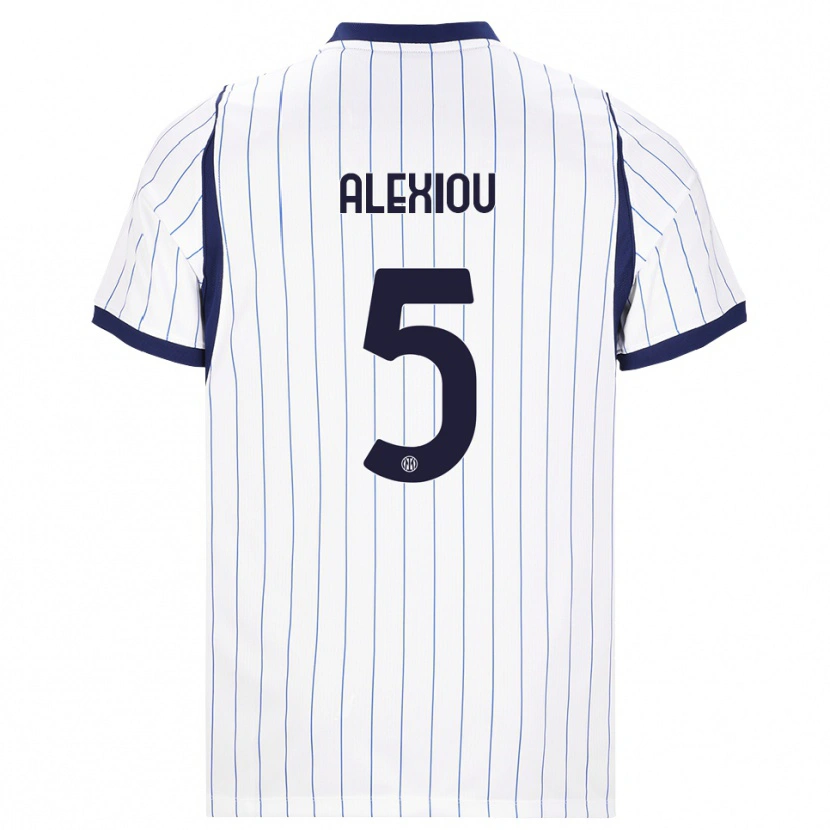 Danxen Dětské Christos Alexiou #5 Bílá Tmavě Modrá Daleko Hráčské Dresy 2026/27 Dres