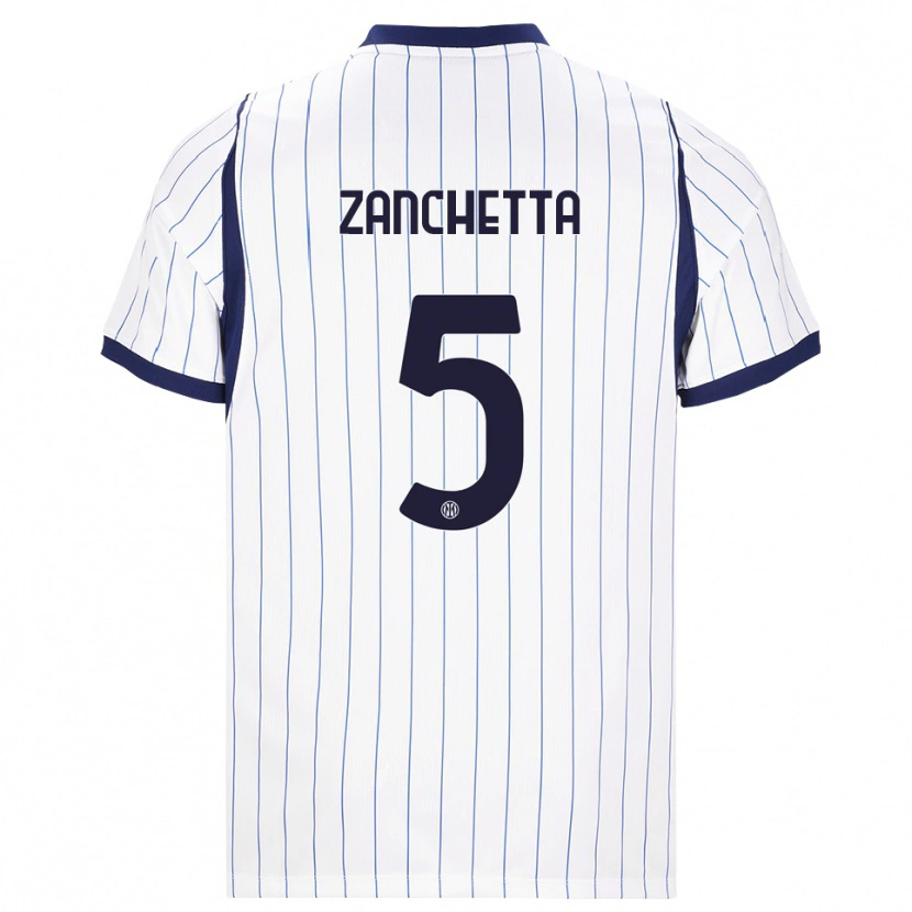 Danxen Dětské Mattia Zanchetta #5 Bílá Tmavě Modrá Daleko Hráčské Dresy 2026/27 Dres
