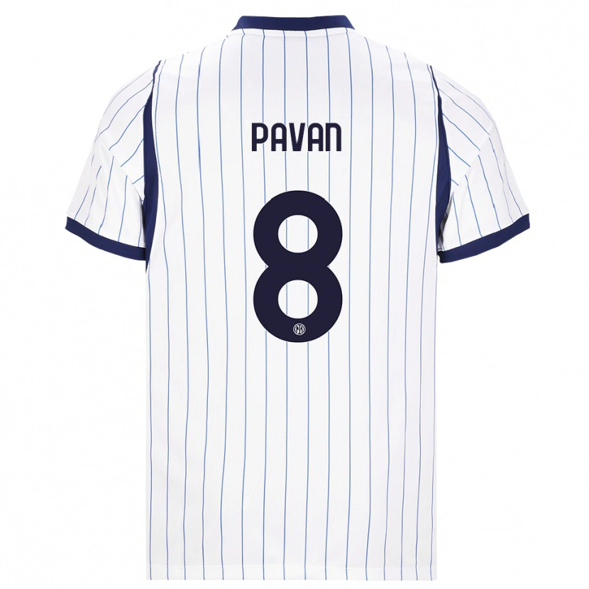 Danxen Dětské Matilde Pavan #8 Bílá Tmavě Modrá Daleko Hráčské Dresy 2026/27 Dres
