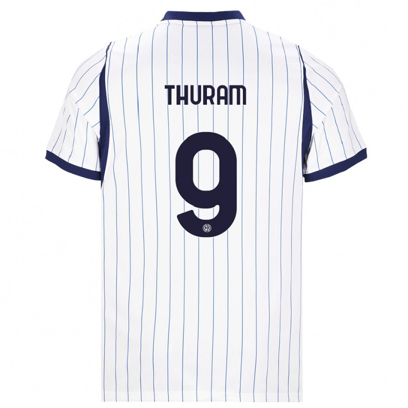 Danxen Dětské Marcus Thuram #9 Bílá Tmavě Modrá Daleko Hráčské Dresy 2026/27 Dres