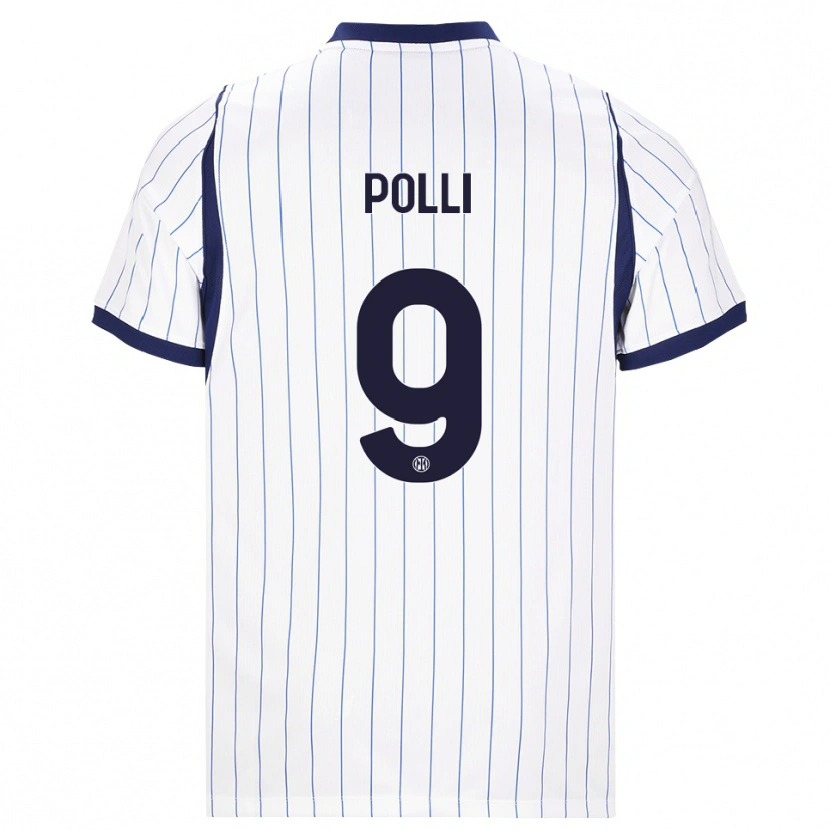 Danxen Dětské Elisa Polli #9 Bílá Tmavě Modrá Daleko Hráčské Dresy 2026/27 Dres