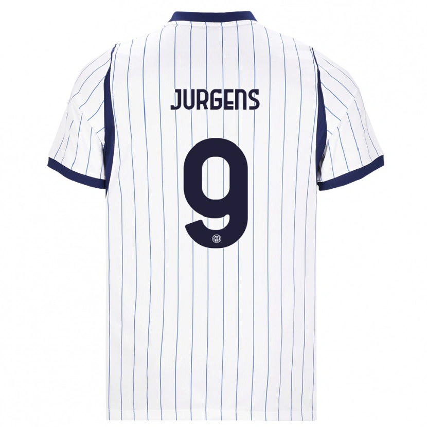 Danxen Dětské Oliver Jurgens #9 Bílá Tmavě Modrá Daleko Hráčské Dresy 2026/27 Dres
