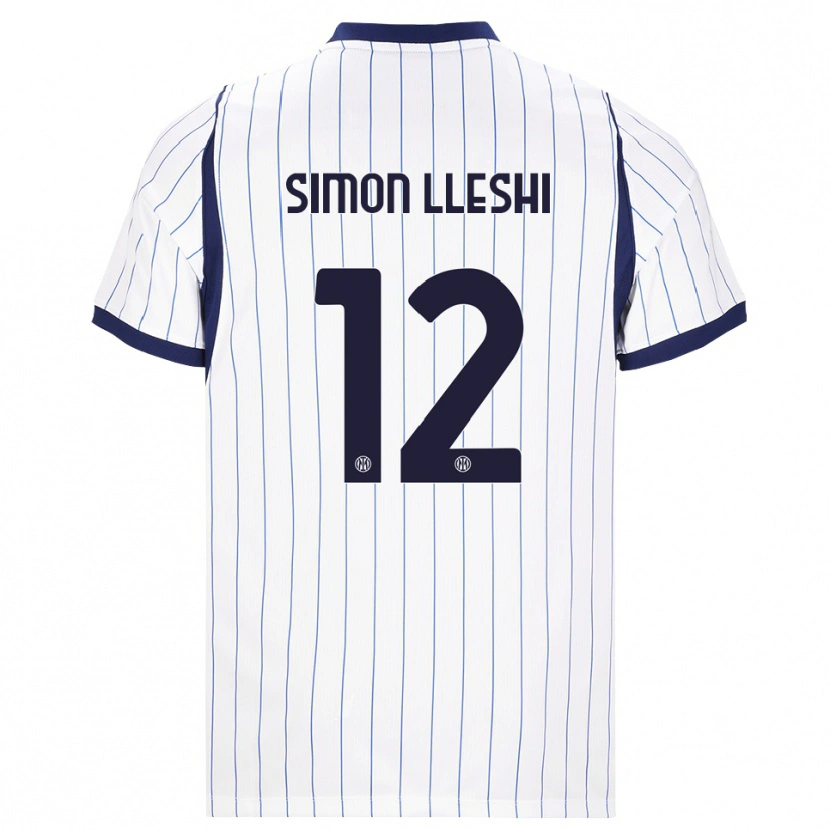 Danxen Dětské Simon Lleshi #12 Bílá Tmavě Modrá Daleko Hráčské Dresy 2026/27 Dres