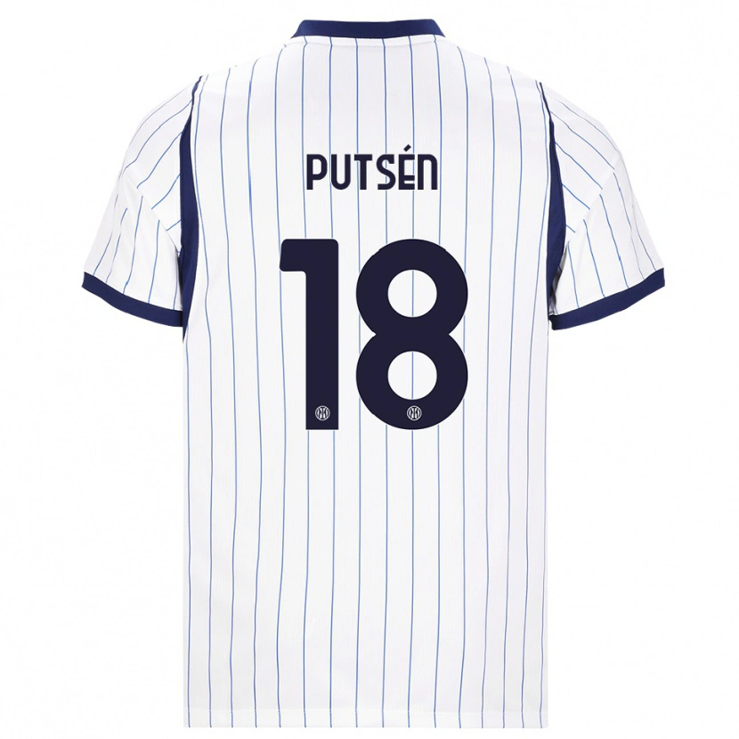 Danxen Dětské Dino Putsén #18 Bílá Tmavě Modrá Daleko Hráčské Dresy 2026/27 Dres