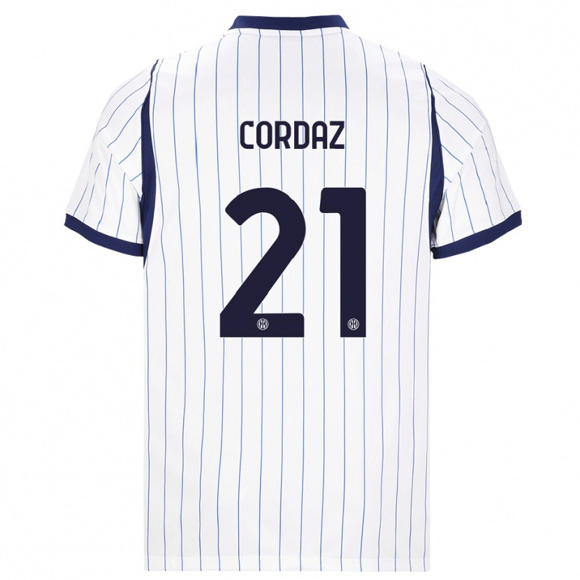 Danxen Dětské Alex Cordaz #21 Bílá Tmavě Modrá Daleko Hráčské Dresy 2026/27 Dres