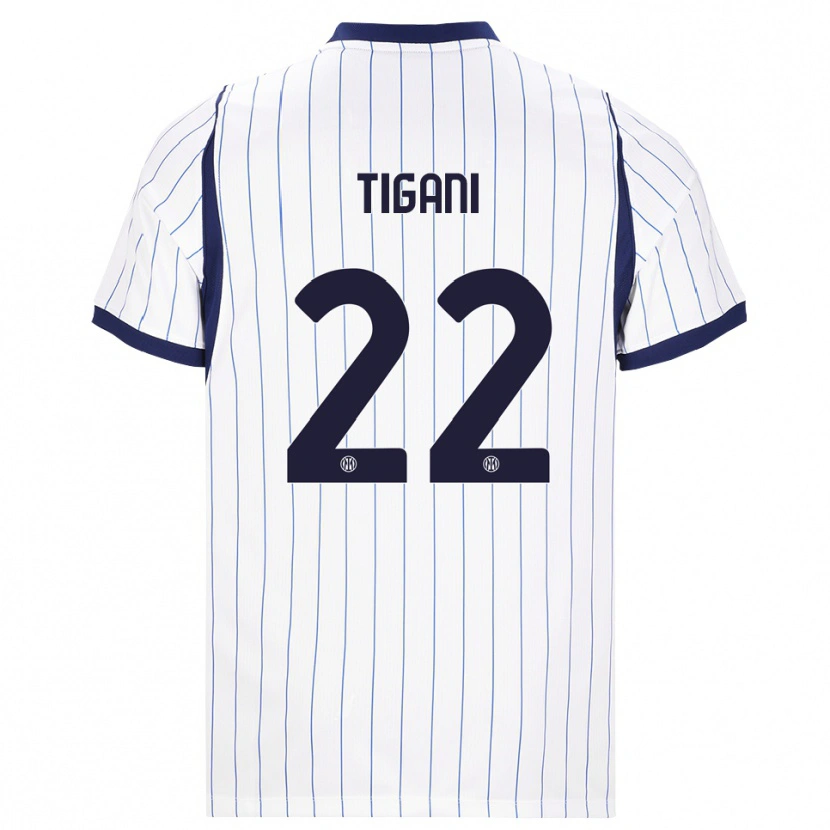 Danxen Dětské Edoardo Tigani #22 Bílá Tmavě Modrá Daleko Hráčské Dresy 2026/27 Dres