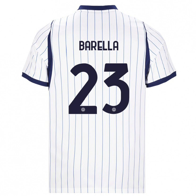 Danxen Dětské Nicolò Barella #23 Bílá Tmavě Modrá Daleko Hráčské Dresy 2026/27 Dres