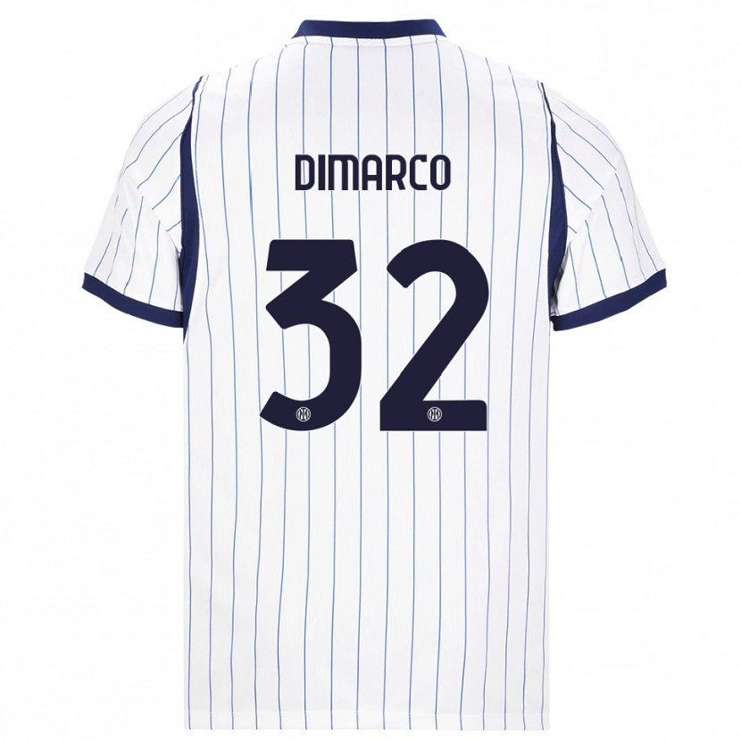 Danxen Dětské Federico Dimarco #32 Bílá Tmavě Modrá Daleko Hráčské Dresy 2026/27 Dres