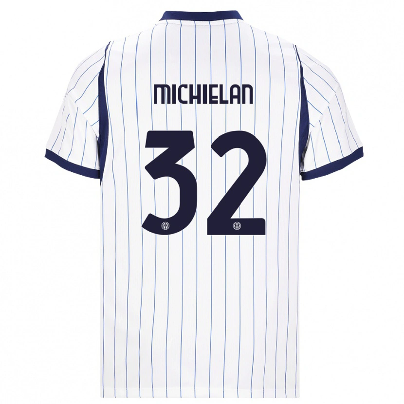 Danxen Dětské Mattia Michielan #32 Bílá Tmavě Modrá Daleko Hráčské Dresy 2026/27 Dres