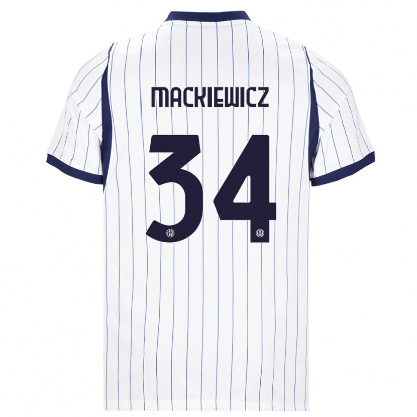 Danxen Dětské Patryk Mackiewicz #34 Bílá Tmavě Modrá Daleko Hráčské Dresy 2026/27 Dres