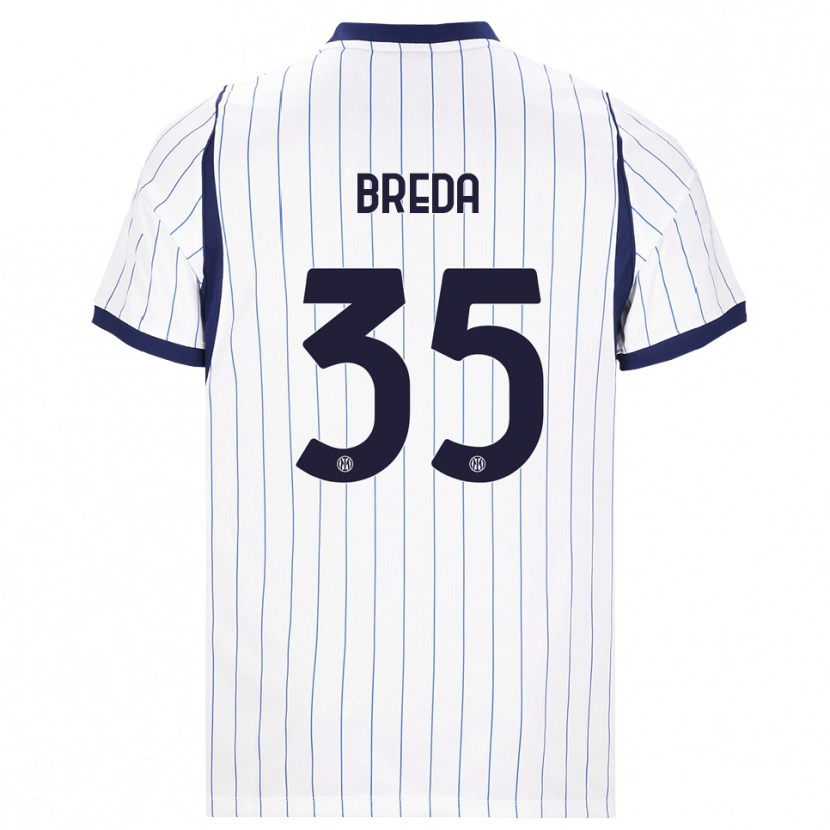 Danxen Dětské Cristian Breda #35 Bílá Tmavě Modrá Daleko Hráčské Dresy 2026/27 Dres