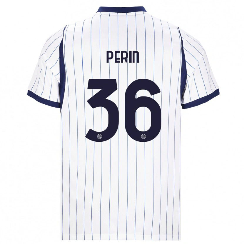 Danxen Dětské Nicolo Perin #36 Bílá Tmavě Modrá Daleko Hráčské Dresy 2026/27 Dres