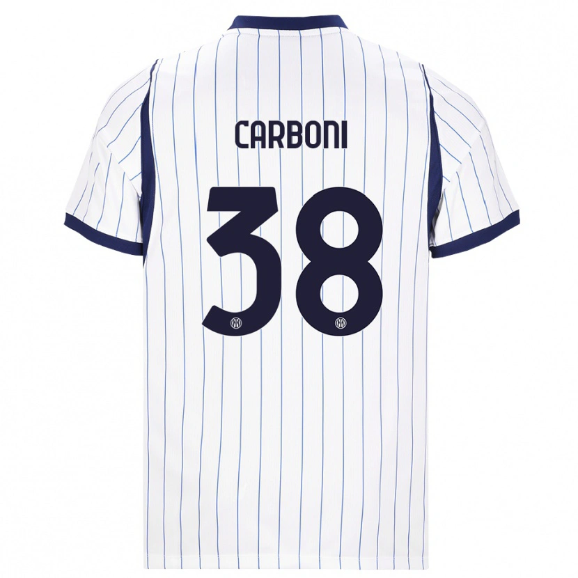 Danxen Dětské Valentin Carboni #38 Bílá Tmavě Modrá Daleko Hráčské Dresy 2026/27 Dres