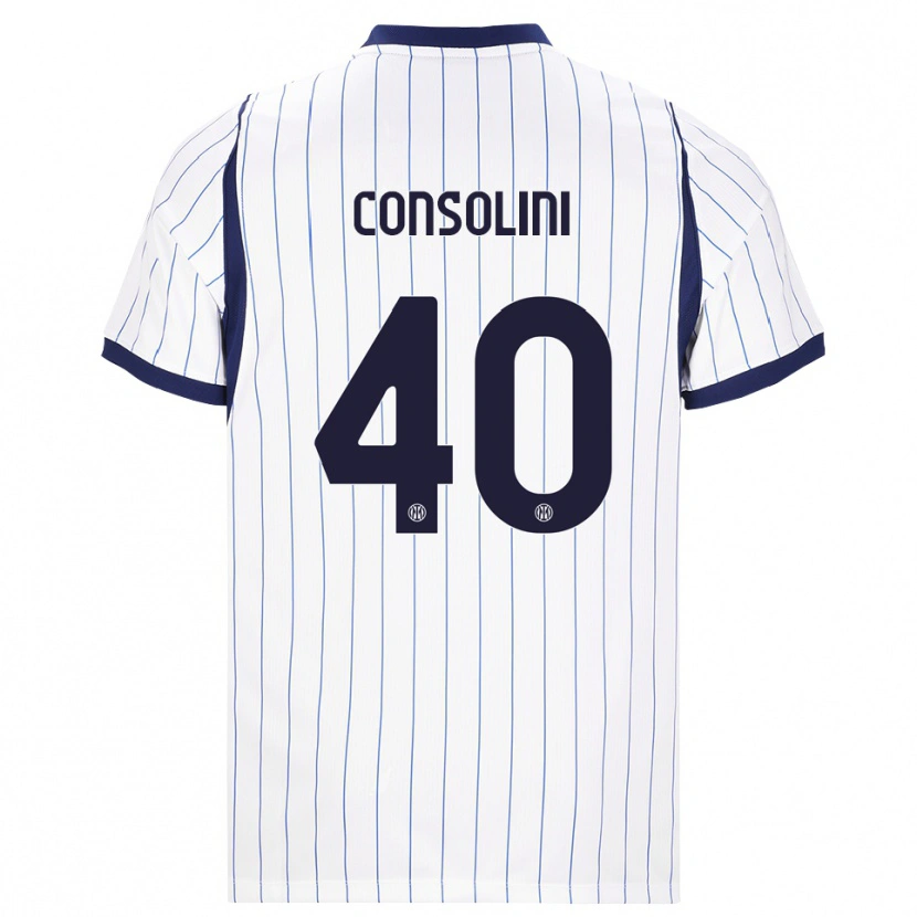 Danxen Dětské Lidia Consolini #40 Bílá Tmavě Modrá Daleko Hráčské Dresy 2026/27 Dres