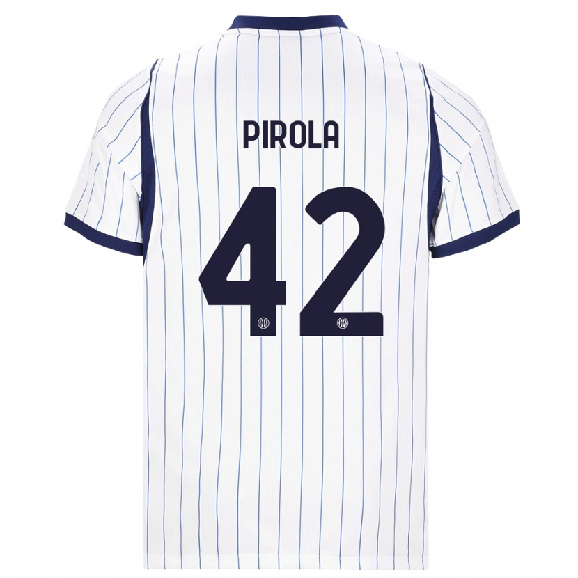 Danxen Dětské Samuele Pirola #42 Bílá Tmavě Modrá Daleko Hráčské Dresy 2026/27 Dres