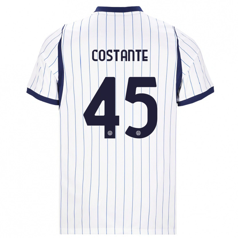 Danxen Dětské Umberto Costante #45 Bílá Tmavě Modrá Daleko Hráčské Dresy 2026/27 Dres