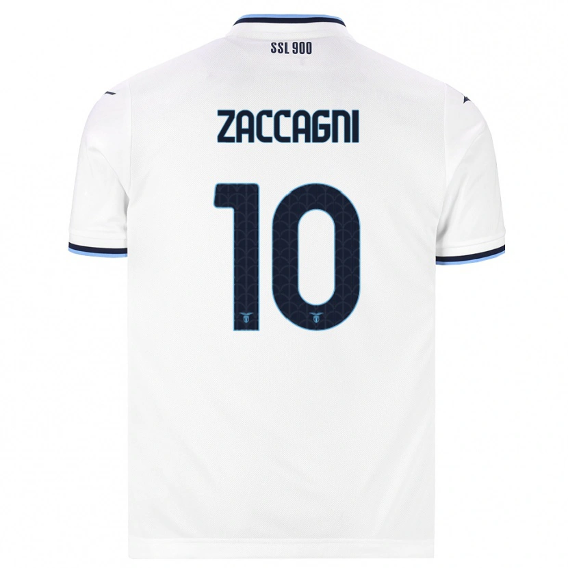 Danxen Dětské Mattia Zaccagni #10 Bílá Tmavě Modrá Daleko Hráčské Dresy 2026/27 Dres