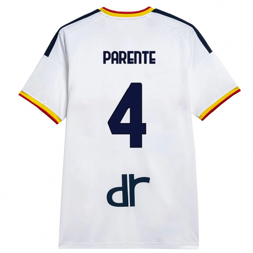 Danxen Dětské Francesco Parente #4 Bílá Žlutá Červená Daleko Hráčské Dresy 2026/27 Dres