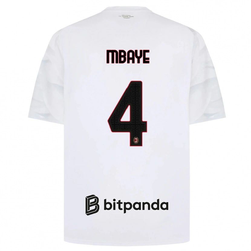 Danxen Dětské Astin Mbaye #4 Bílá Červená Černá Daleko Hráčské Dresy 2026/27 Dres