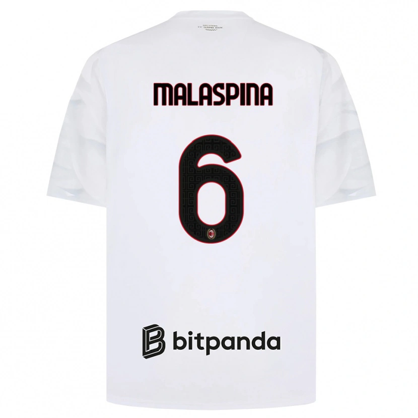 Danxen Dětské Mattia Malaspina #6 Bílá Červená Černá Daleko Hráčské Dresy 2026/27 Dres
