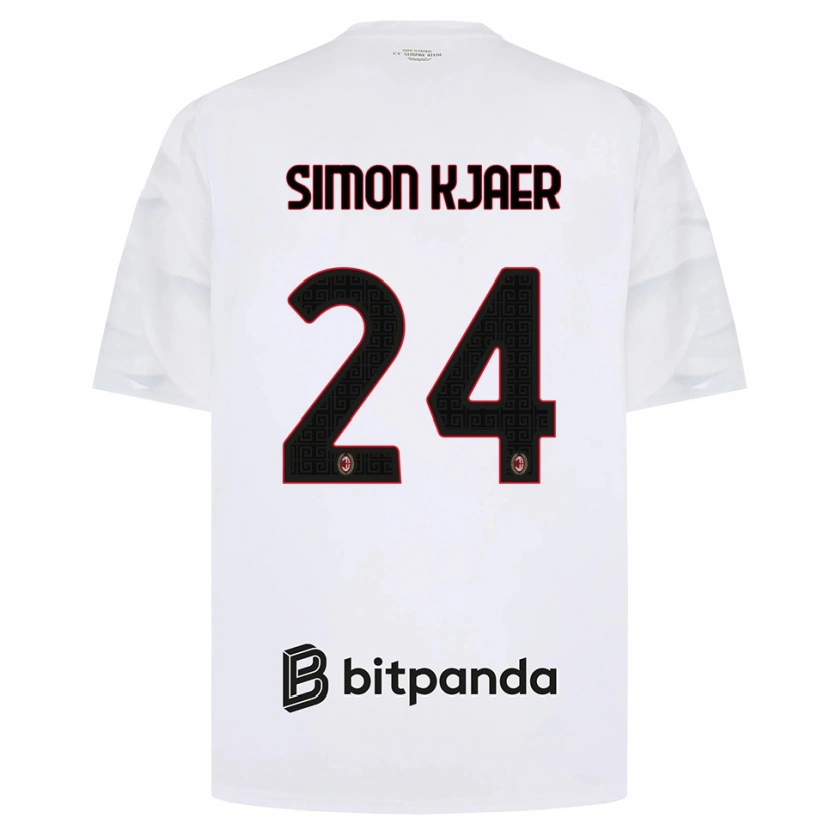 Danxen Dětské Simon Kjaer #24 Bílá Červená Černá Daleko Hráčské Dresy 2026/27 Dres