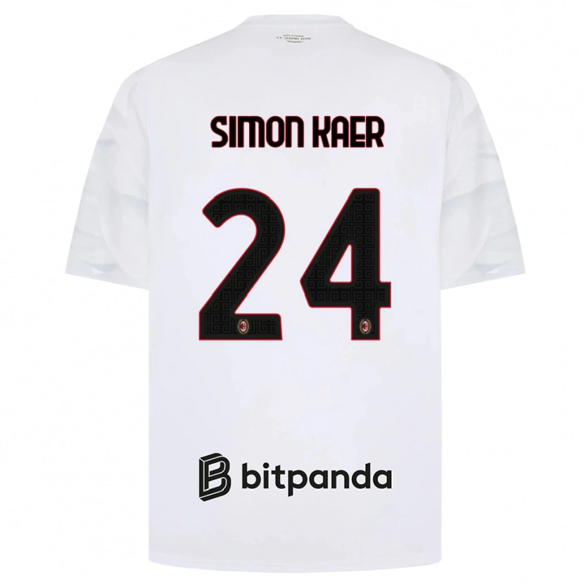 Danxen Dětské Simon Kaer #24 Bílá Červená Černá Daleko Hráčské Dresy 2026/27 Dres