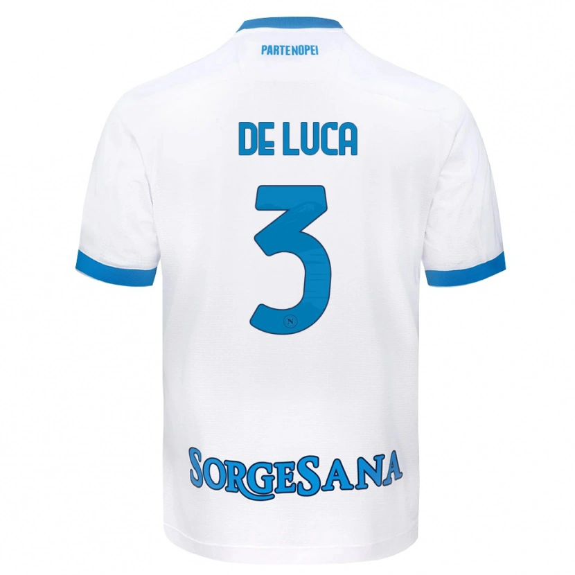 Danxen Dětské Alfonso De Luca #3 Bílá Světle Modrá Daleko Hráčské Dresy 2026/27 Dres