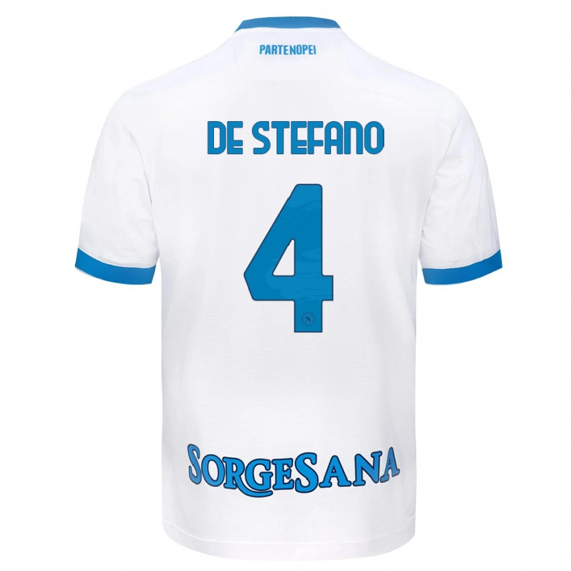 Danxen Dětské Francesco De Stefano #4 Bílá Světle Modrá Daleko Hráčské Dresy 2026/27 Dres