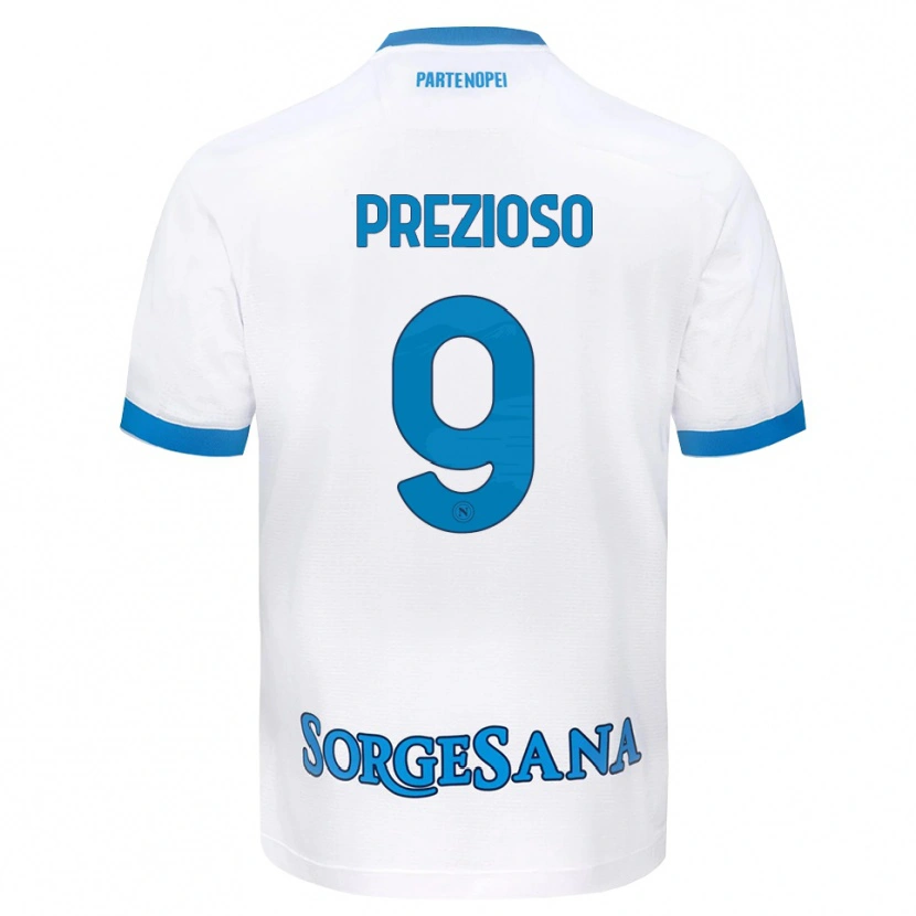 Danxen Dětské Vittorio Prezioso #9 Bílá Světle Modrá Daleko Hráčské Dresy 2026/27 Dres