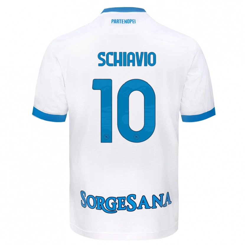 Danxen Dětské Angelo Schiavio #10 Bílá Světle Modrá Daleko Hráčské Dresy 2026/27 Dres