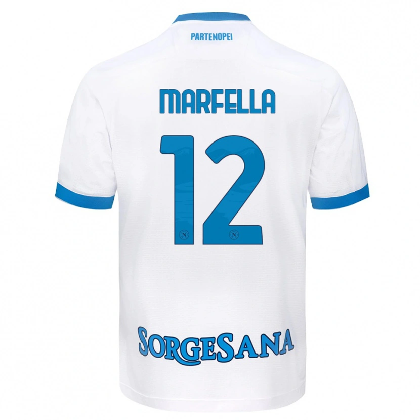 Danxen Dětské Davide Marfella #12 Bílá Světle Modrá Daleko Hráčské Dresy 2026/27 Dres