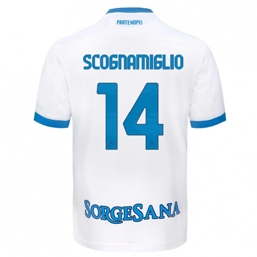 Danxen Dětské Fabio Scognamiglio #14 Bílá Světle Modrá Daleko Hráčské Dresy 2026/27 Dres