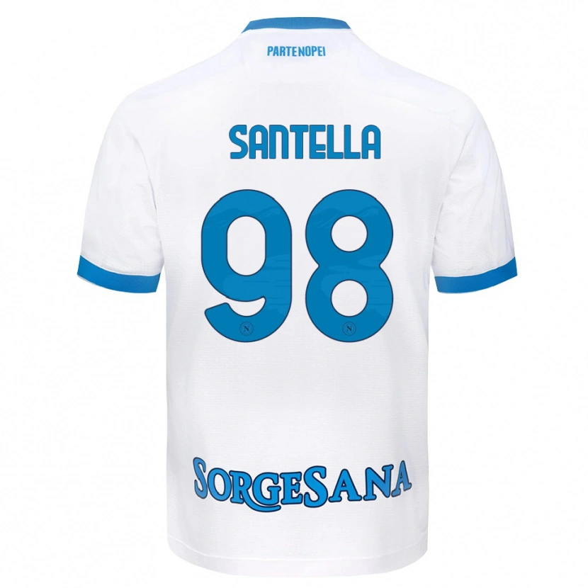 Danxen Dětské Alessandro Santella #98 Bílá Světle Modrá Daleko Hráčské Dresy 2026/27 Dres