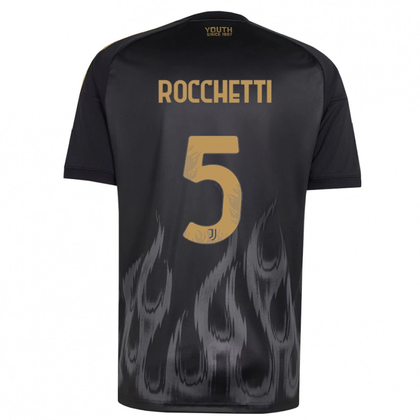 Danxen Dětské Edoardo Rocchetti #5 Černá Hnědá Třetí Hráčské Dresy 2026/27 Dres