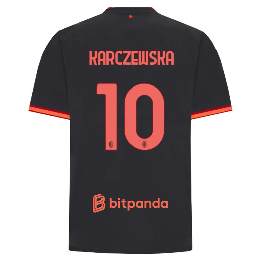 Danxen Dětské Nikola Karczewska #10 Černá Červená Třetí Hráčské Dresy 2026/27 Dres