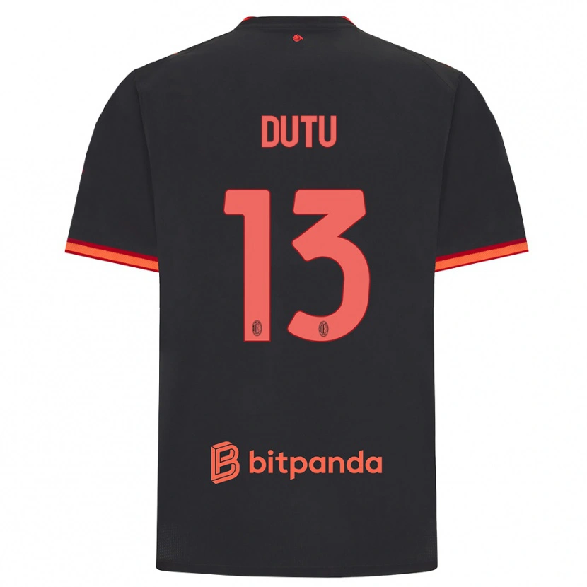 Danxen Dětské Matteo Dutu #13 Černá Červená Třetí Hráčské Dresy 2026/27 Dres