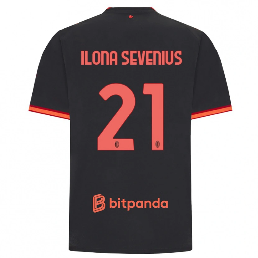Danxen Dětské Oona Ilona Sevenius #21 Černá Červená Třetí Hráčské Dresy 2026/27 Dres
