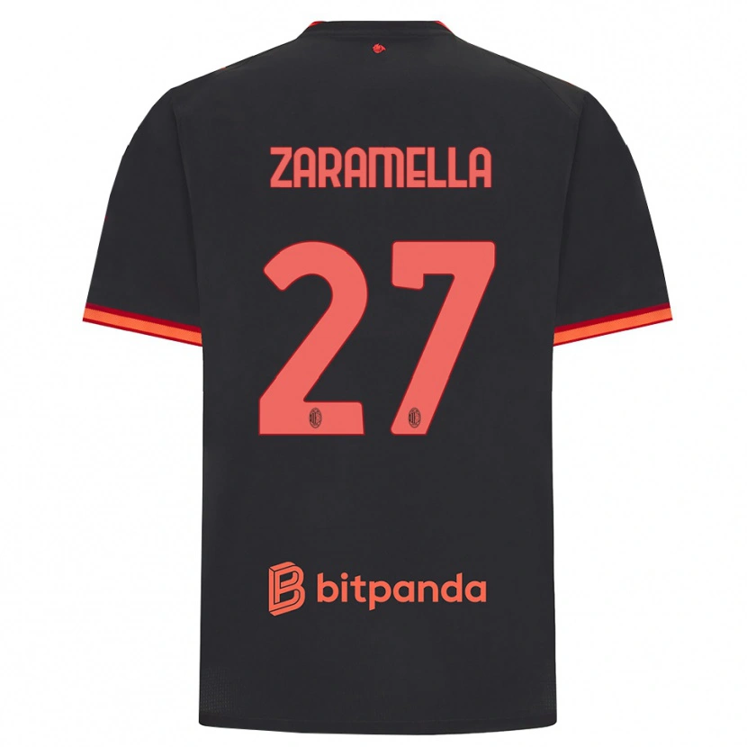 Danxen Dětské Mattia Zaramella #27 Černá Červená Třetí Hráčské Dresy 2026/27 Dres