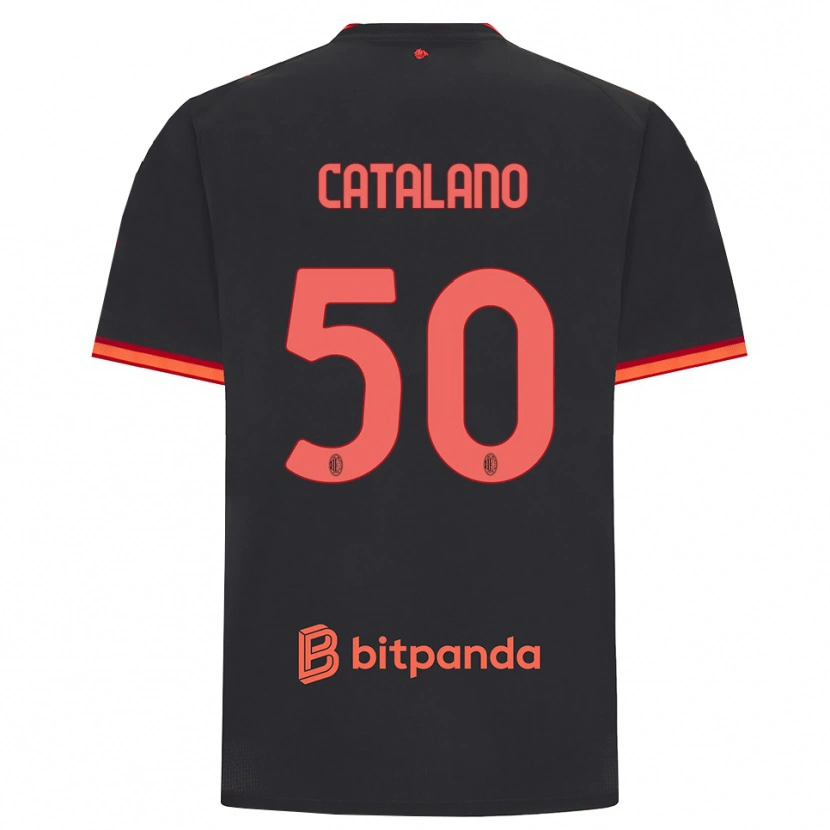 Danxen Dětské Alessio Catalano #50 Černá Červená Třetí Hráčské Dresy 2026/27 Dres