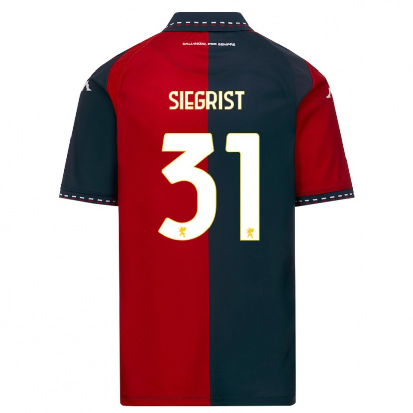 Danxen Pánské Benjamin Siegrist #31 Červená Černá Bílá Domů Hráčské Dresy 2026/27 Dres