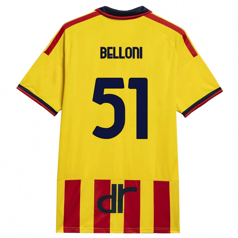 Danxen Pánské Giacomo Belloni #51 Žlutá Červená Domů Hráčské Dresy 2026/27 Dres