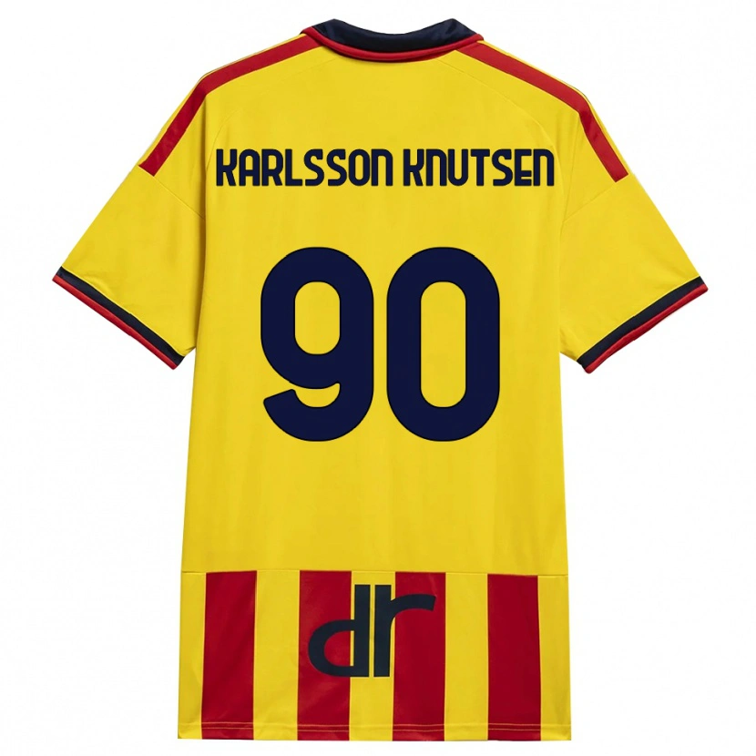 Danxen Pánské Storm Karlsson Knutsen #90 Žlutá Červená Domů Hráčské Dresy 2026/27 Dres
