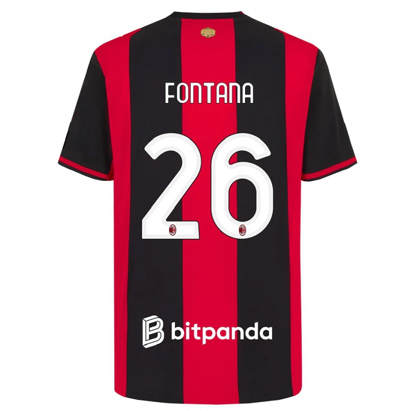 Danxen Pánské Francesco Fontana #26 Červená Černá Bílá Domů Hráčské Dresy 2026/27 Dres