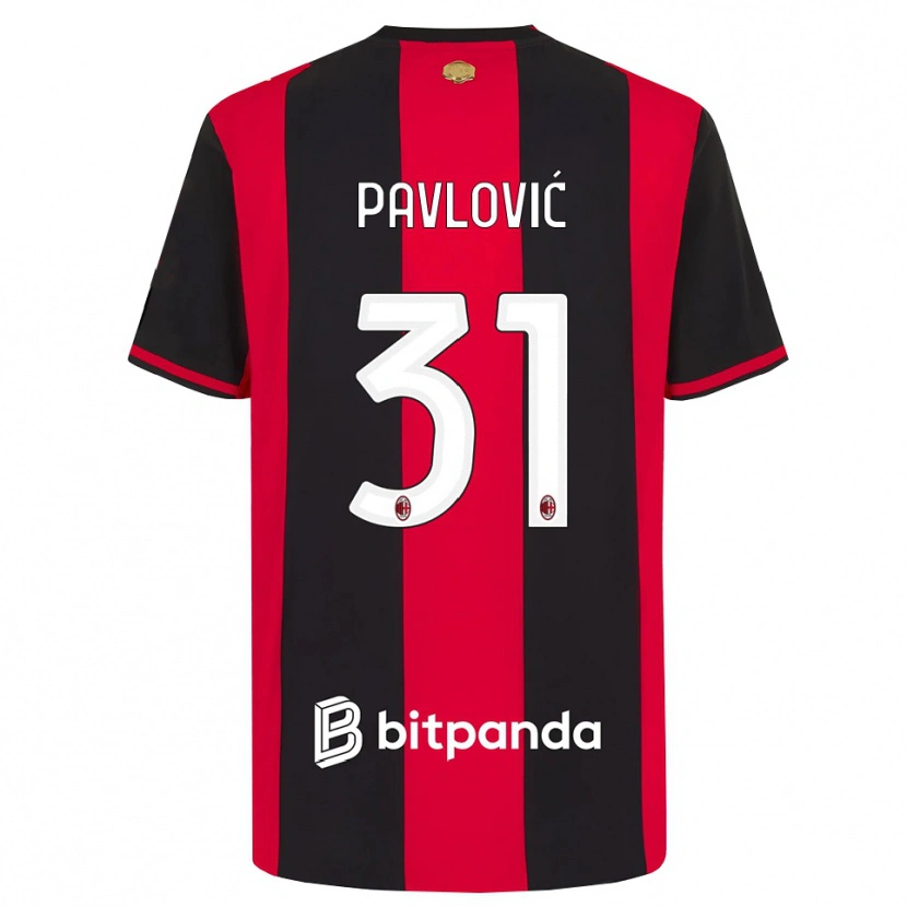 Danxen Pánské Strahinja Pavlović #31 Červená Černá Bílá Domů Hráčské Dresy 2026/27 Dres