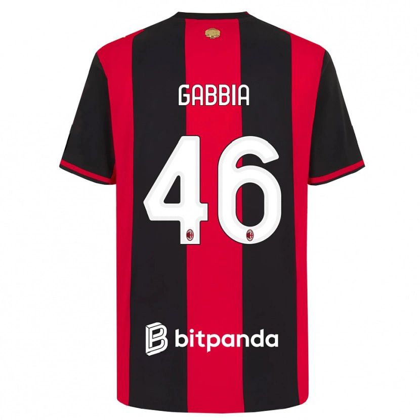 Danxen Pánské Matteo Gabbia #46 Červená Černá Bílá Domů Hráčské Dresy 2026/27 Dres